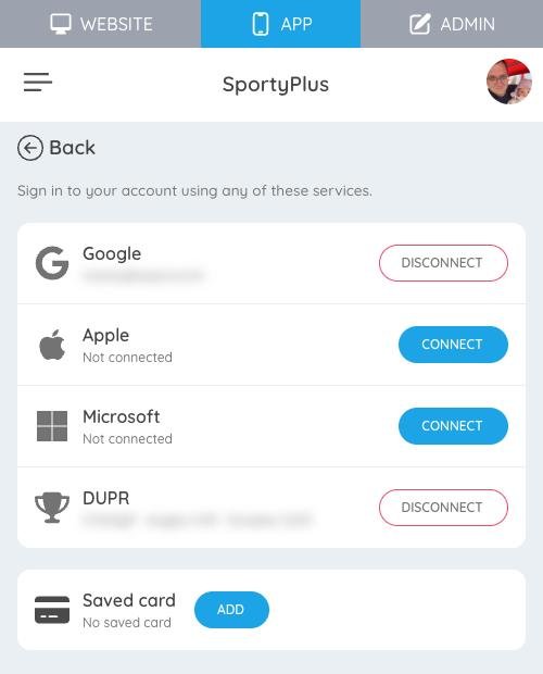 Connected accounts in the SportyPlus app